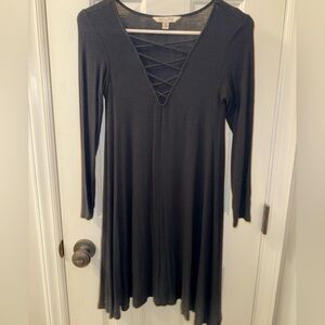 American Eagle Black Crisscross Long Sleeve Dress